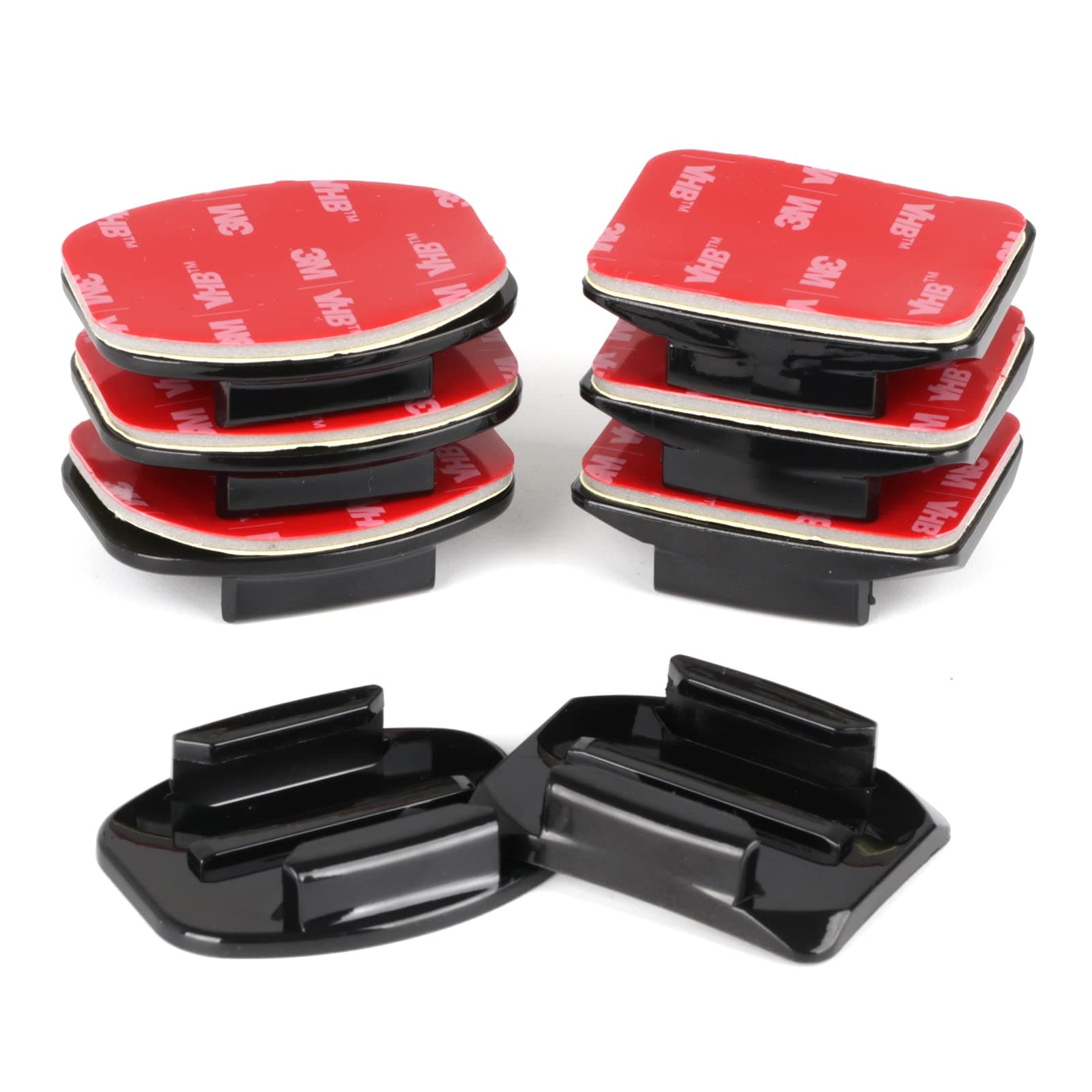HSU Adhesive Mounts for GoPro Hero 12/11/10/9/8/7/6/5/4/3+/3, 4 Curved Mounts and 4 Flat Mount for Action Cameras