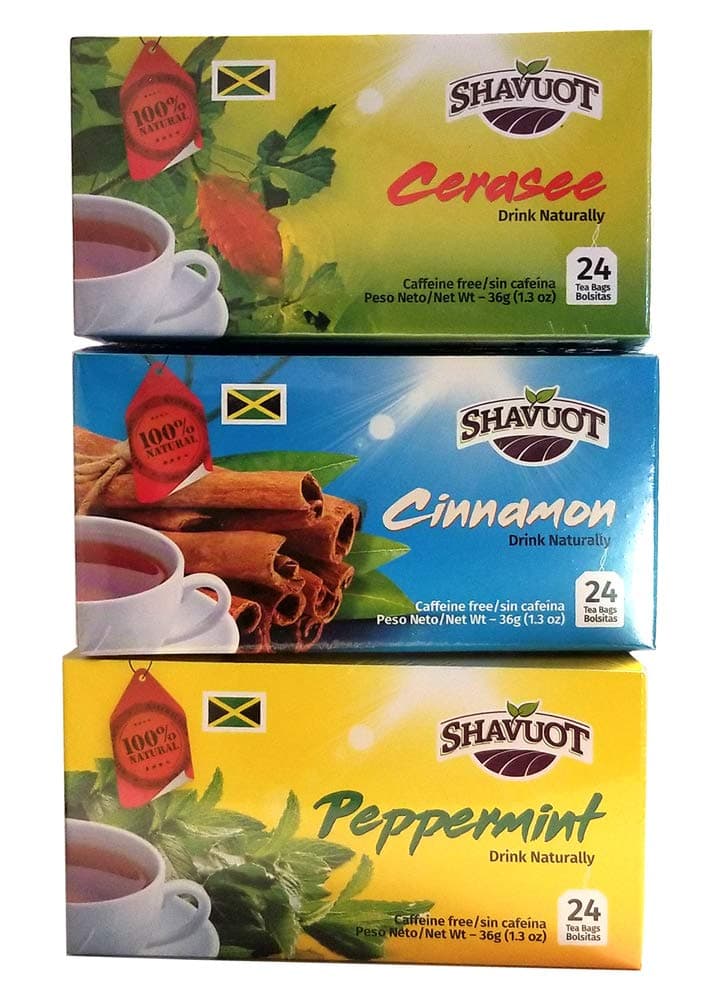 Shavuot 100% Natural Jamaican Cerasee Cinnamon Peppermint Tea 24 Bags (Pack of 3)