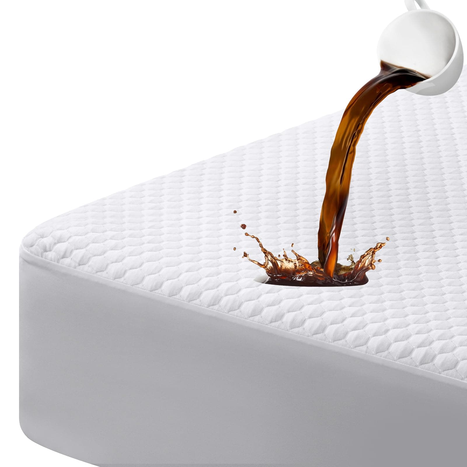 Premium King Size Mattress Protector 100% Waterproof Cooling Breathable Bed Mattress Cover 3D Air Fabric Mattress Pad Cover Noiseless Washable, 8"-21" Deep Pocket Vinyl Free (78"×80″)