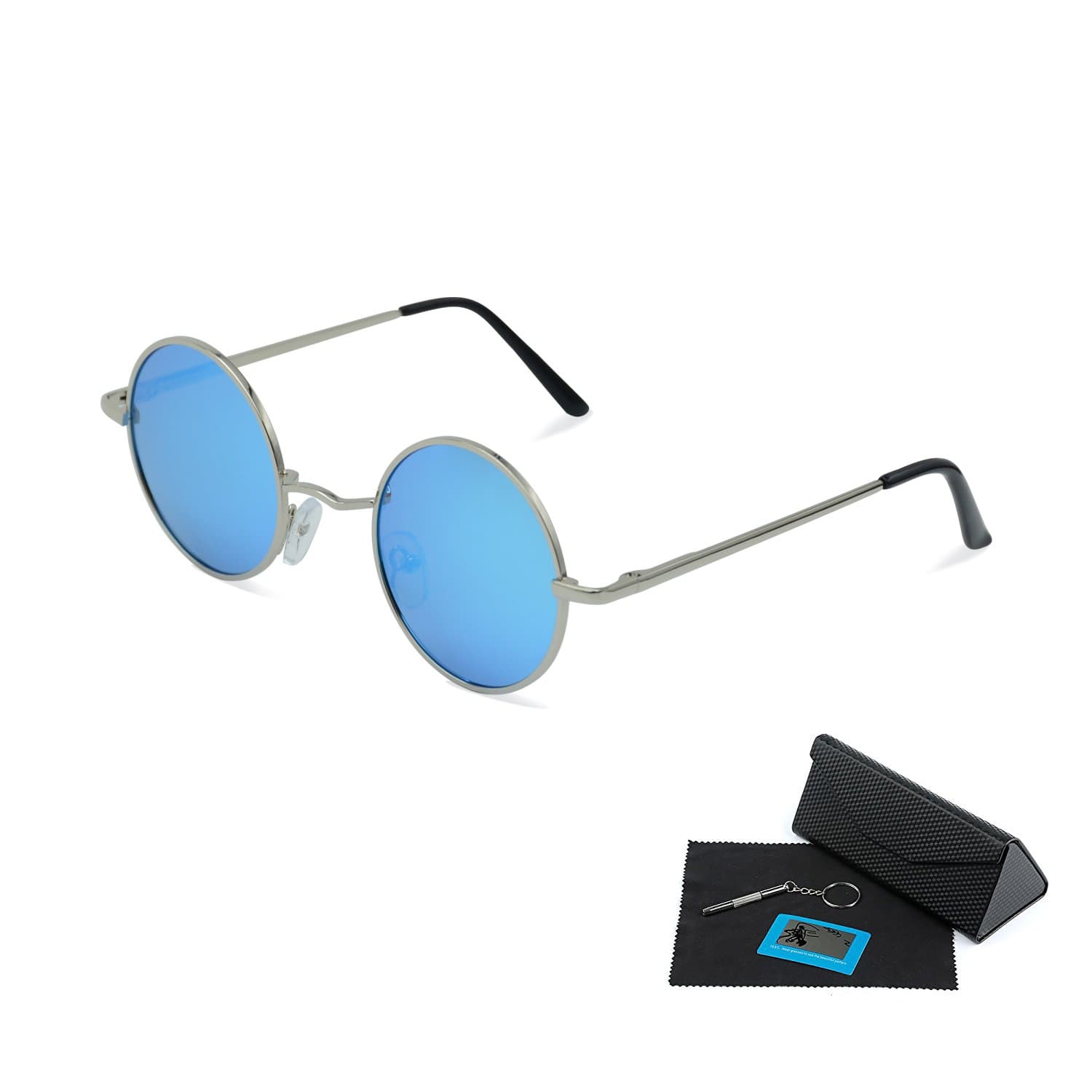 Unisex Polarized Sunglasses UV400 Protection 60s Style Round Metal
