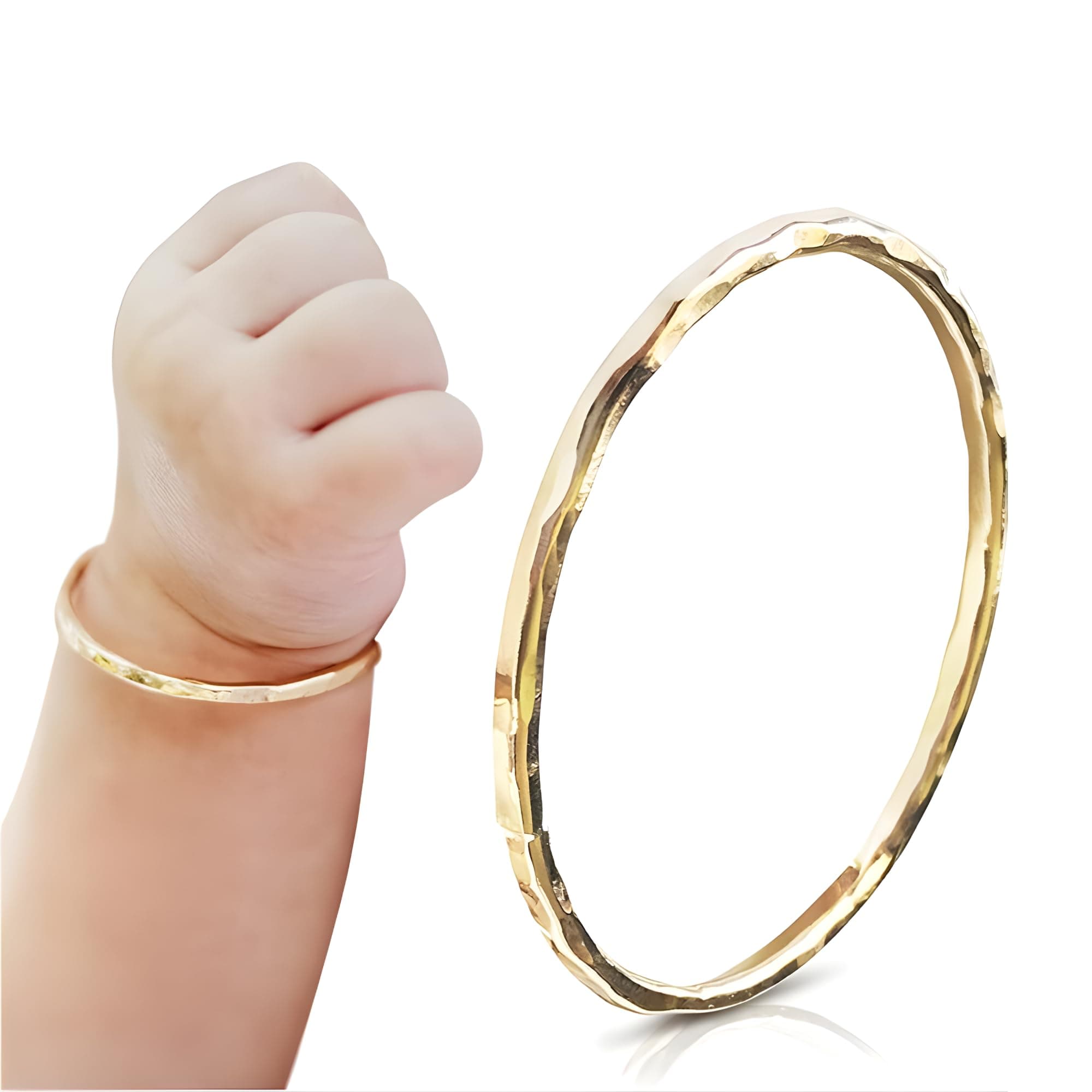 Baby First Bracelet - Handmade Island-Style 14K Gold Filled Bangle Gift for Newborn, Toddler, Girl, & Kids - Golden Jewelry for Baptism, Good Luck, and Infant Blessing, Dedications Unique Keepsake