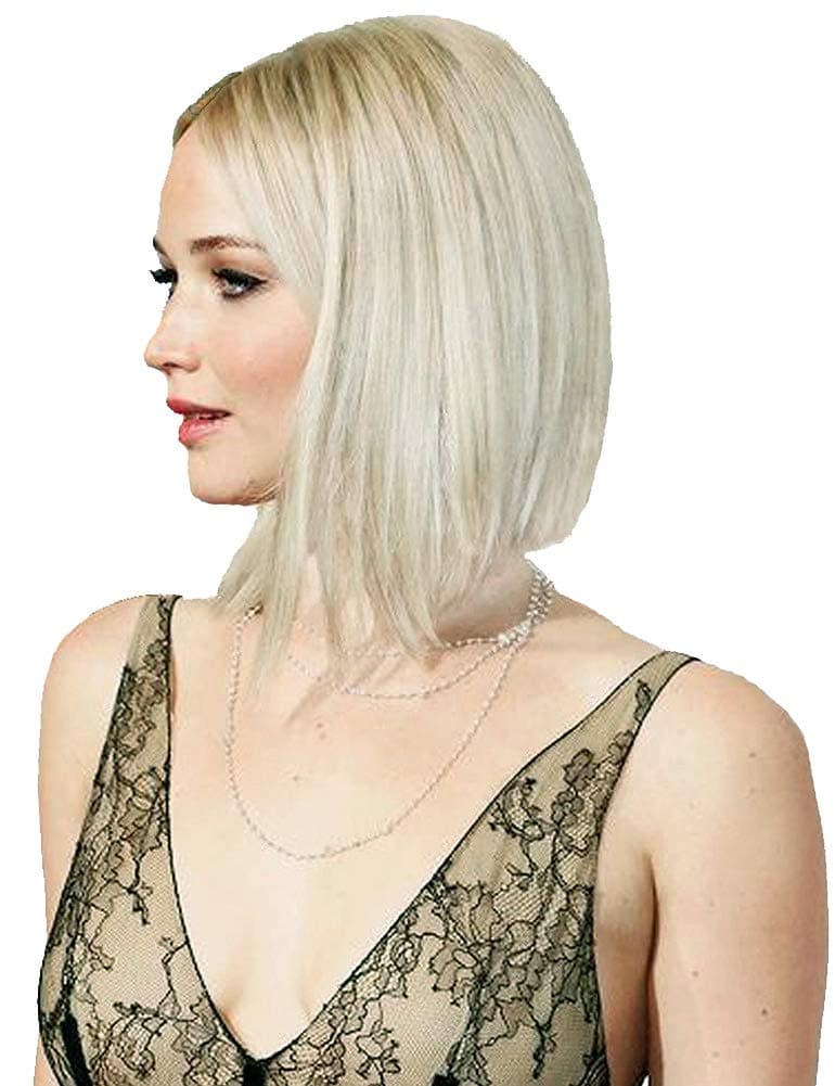 Exvogue Ombre Bob Wig African American Synthetic Lace Front Blonde Wigs for Women Short Silk Straight Middle Parting