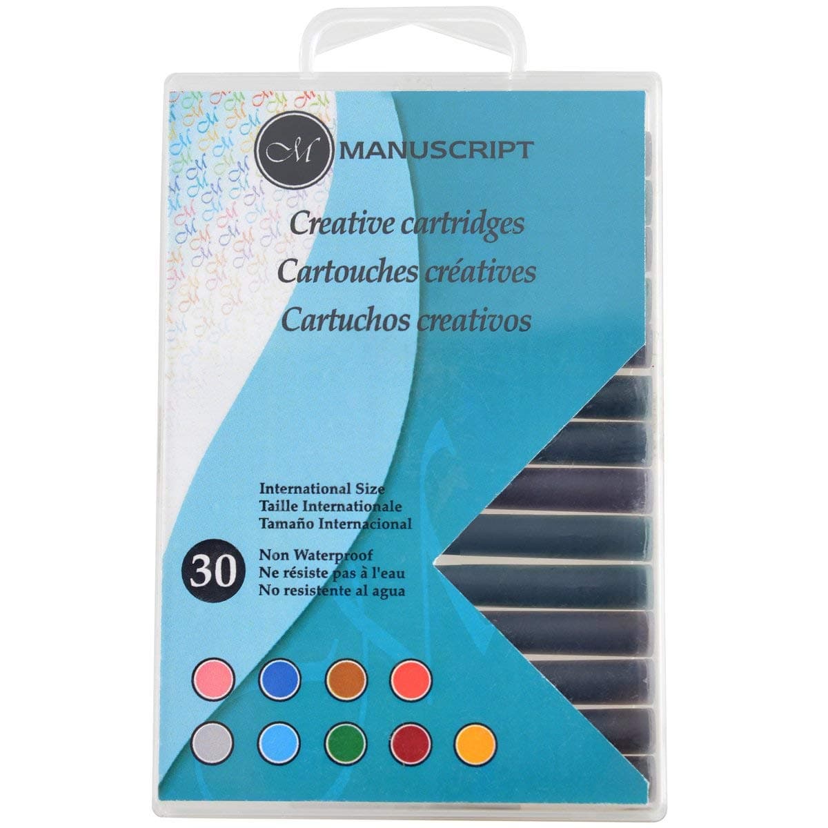 MANUSCRIPTPen Company Pack of 30 Creative Ink Cartridges for Fountain Pens in 9 Assorted Colours