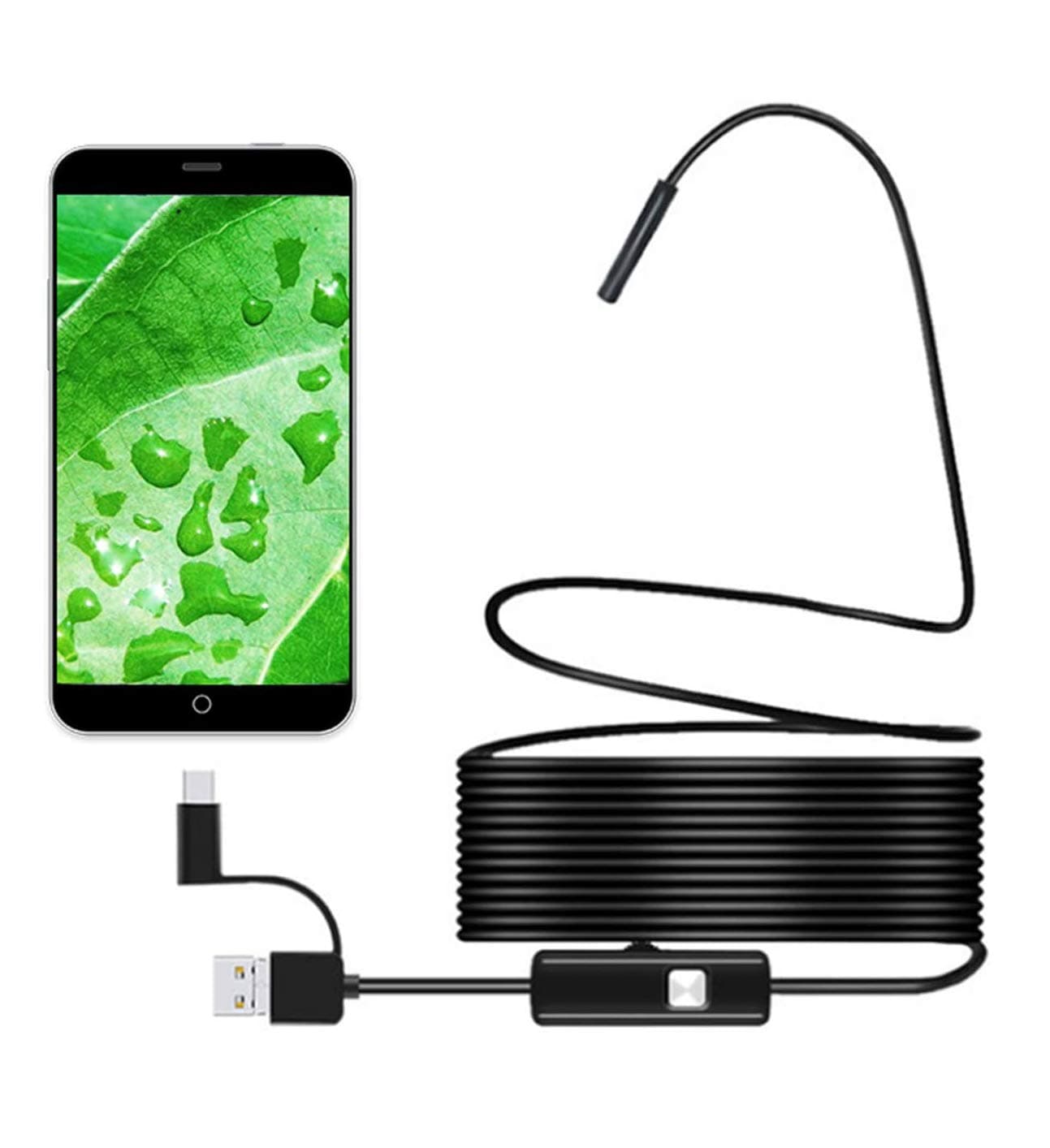 USB Endoscope Inspection Borescopes,3 in 1 Semi-Rigid 1080P HD Camera with 8.0mm IP 67 Waterproof Snake Camera,8 Adjustable Led for Android Smart Phone, MacBook, Windows PC (16.4 FT)