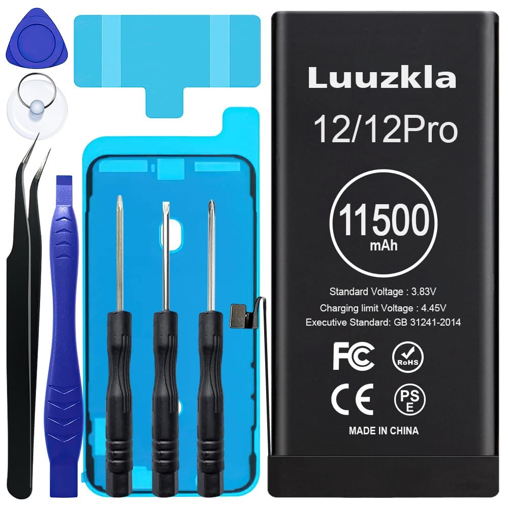 11500mAh (2024 New Upgrade) Battery Compatible with iPhone 12/12 Pro, Super Capacity Battery Replacement Compatible with iPhone 12/12 Pro, with Full Tool Kits-0 Cycle-24 Months Service