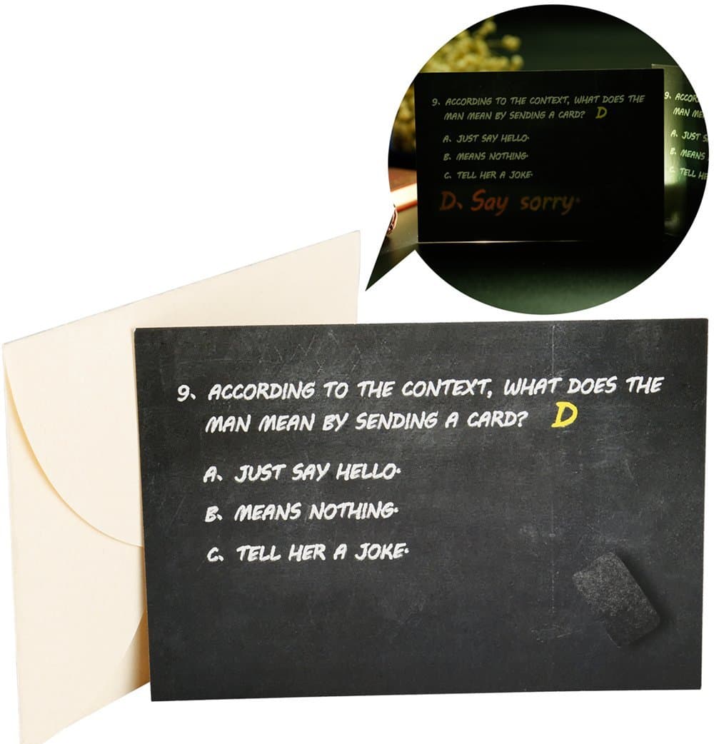 Funny Say Sorry Card, "Find Option D" Unique Design Apologize Card Creative Apology Notecard Greeting Card Postcard