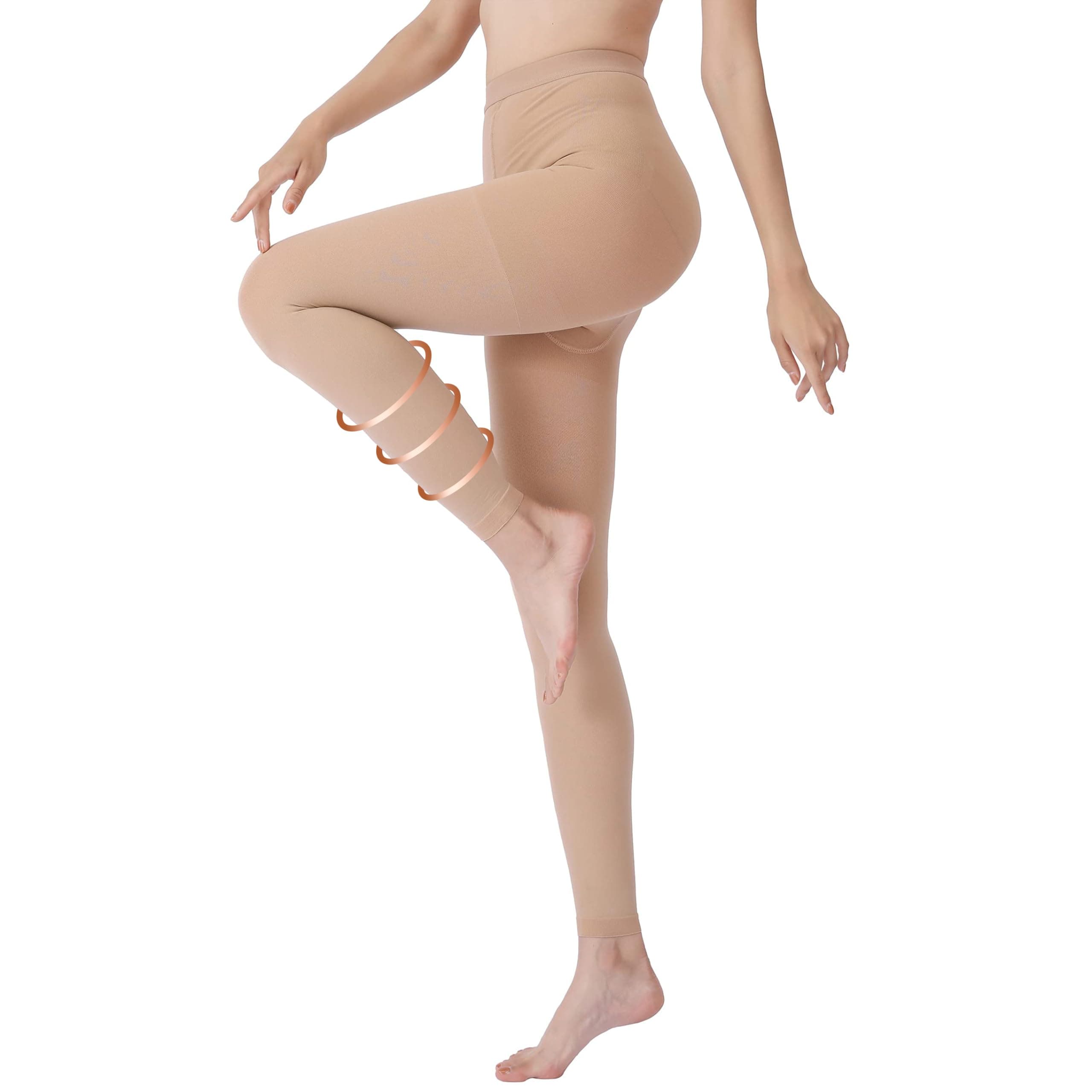 Terramed Advanced Graduated Compression Leggings Women | 20-30 mmHg Footless Microfiber Leggings Tights