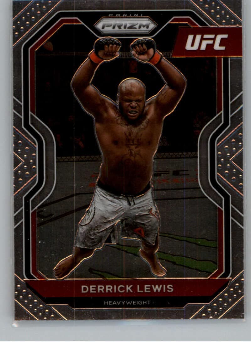 2021 Panini Prizm UFC MMA #100 Derrick Lewis Heavyweight Vertical Official Mixed Martial Arts Trading Card in Raw (NM or Better) Condition