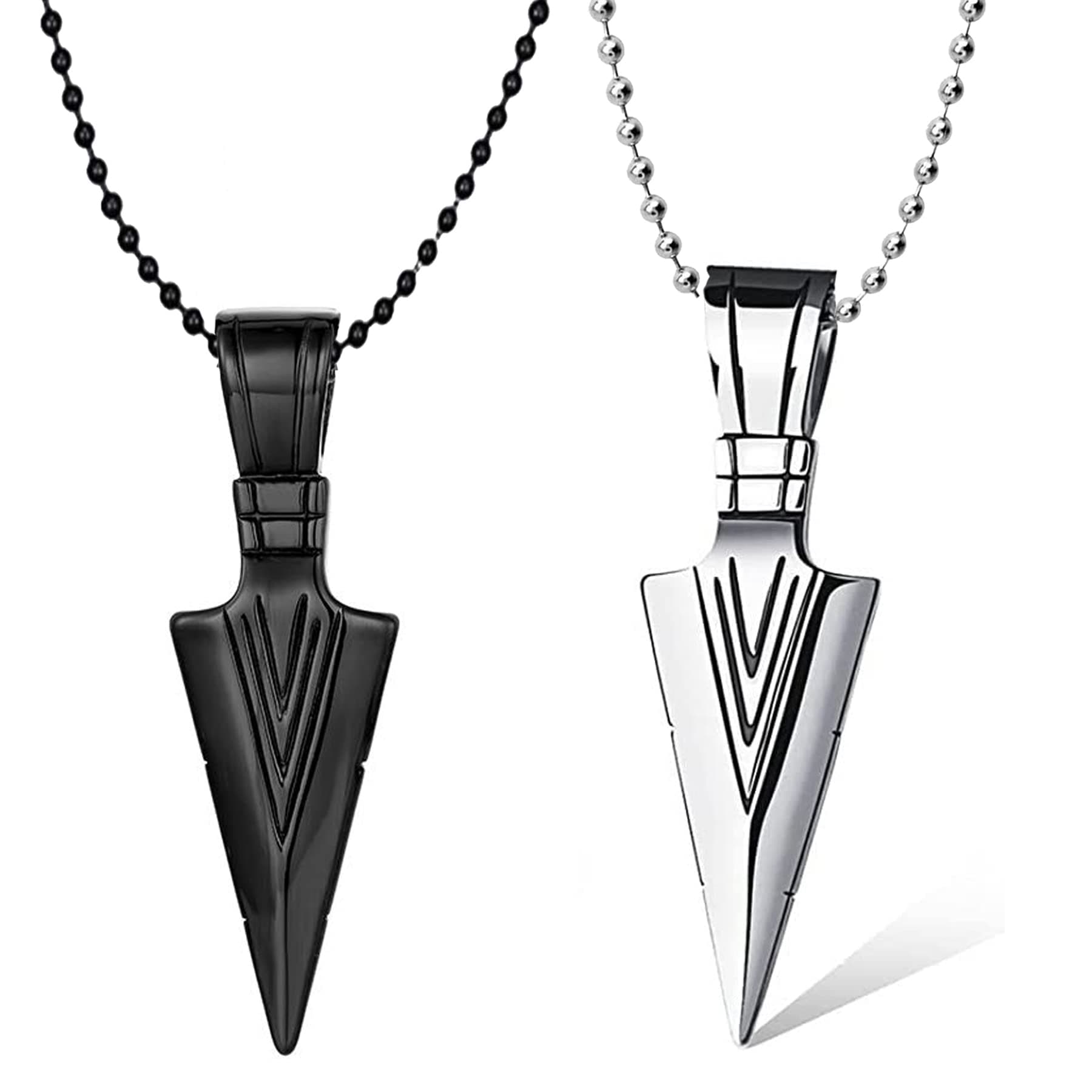 - Men's Fashion Jewellery Solid Spear Point Arrowhead Pendant Necklace With Chain For Boys and Men PD1000875