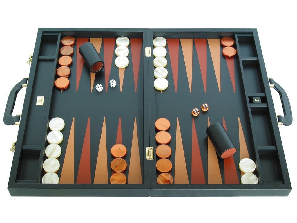 Backgammon Attache 23" - Genuine Leather - Double-Grip Handle