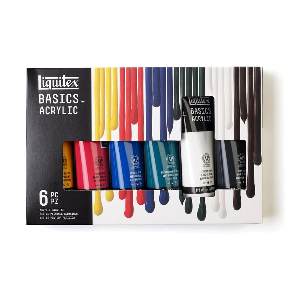 Reeves Liquitex Basics Tube Acrylic Paint, 4 oz, Assorted Colour, 6-Piece Set