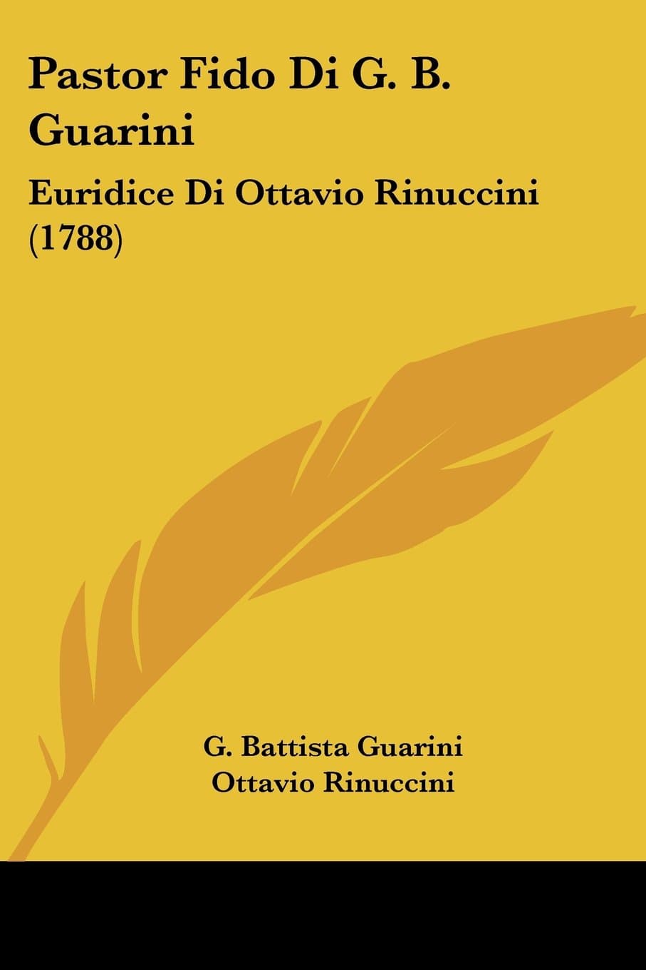 Pastor Fido Di G. B. Guarini: Euridice Di Ottavio Rinuccini (1788)