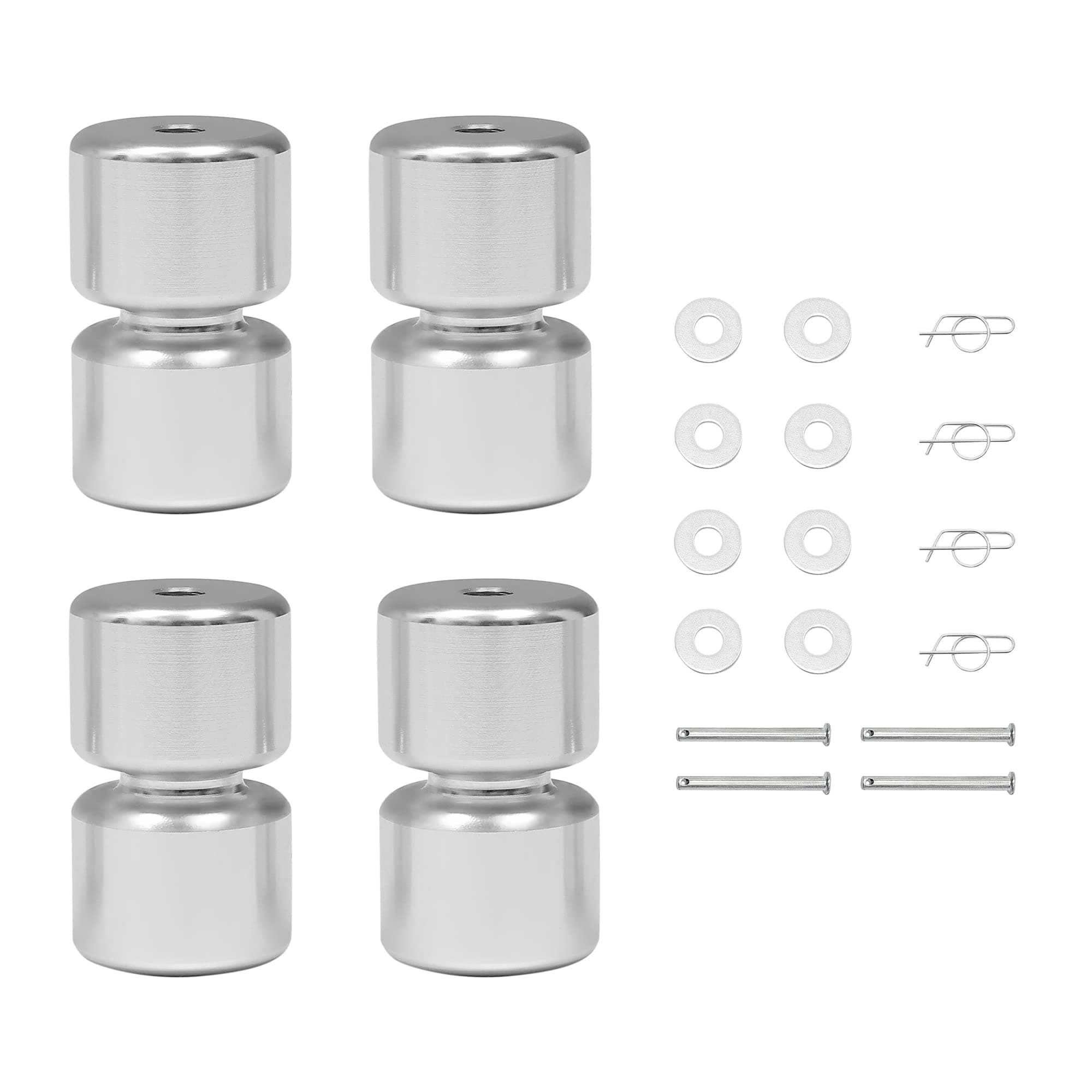 Gledewen Trailer Lift Assist Rollers Replacement Kit, Compatible with Trailer Tailgate Lift Assist Kit, Aluminum Alloy Rollers Pins Washers Rings (4PCS) | Trailer Parts