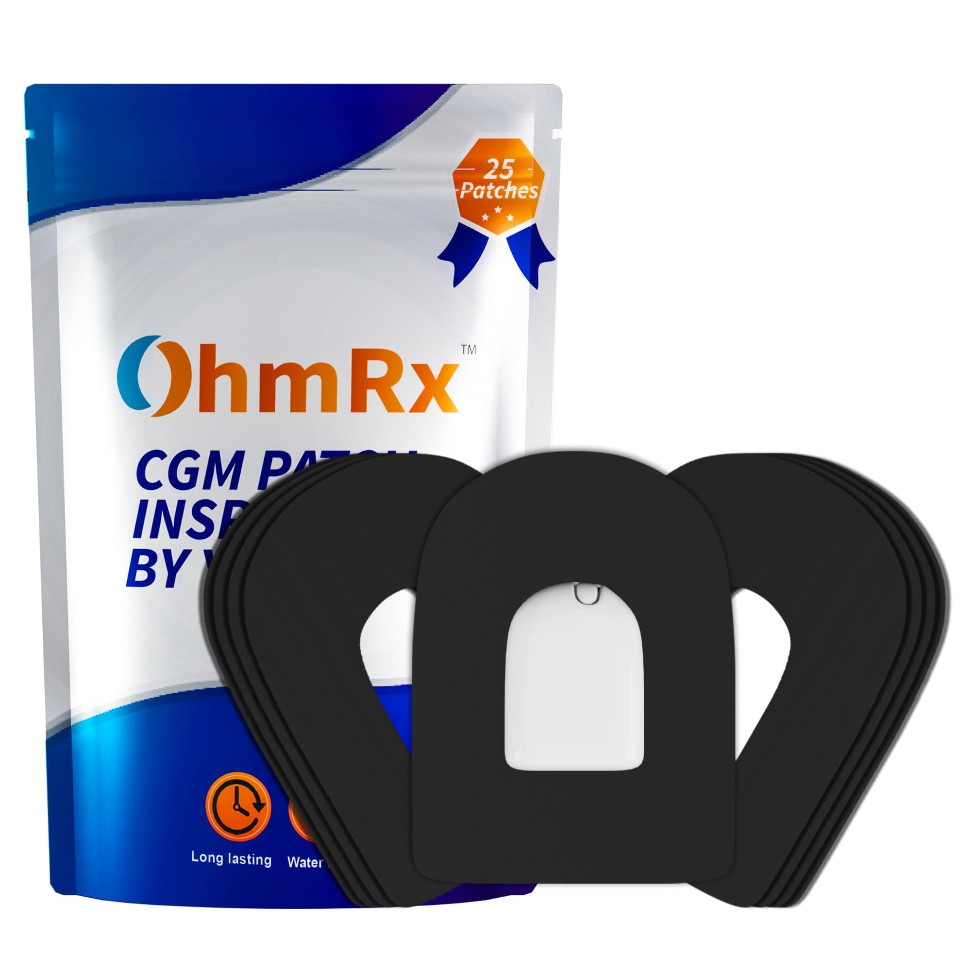 OhmRx Omnipod 5 Adhesive Patches Waterproof FSA/HSA Eligible - Pre Cut Pack of 25 Black Color Lasts 10-14 Days - Omnipod 5 Accessories Compatible with Dash, Classic & Omni Pod 5