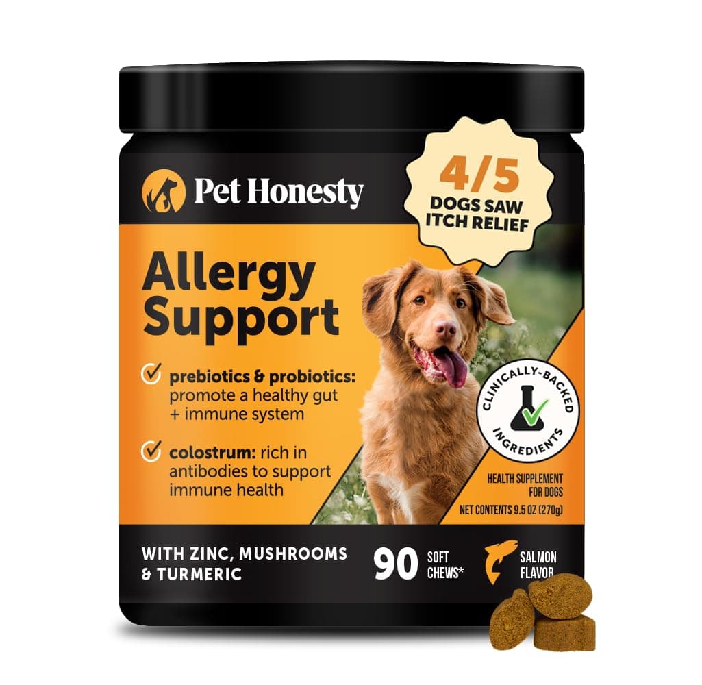 PetHonesty Omega 3 Salmon Fish Oil, Colostrum, Digestive Prebiotics And Probiotics Allergy Relief Immunity Supplement for Dogs
