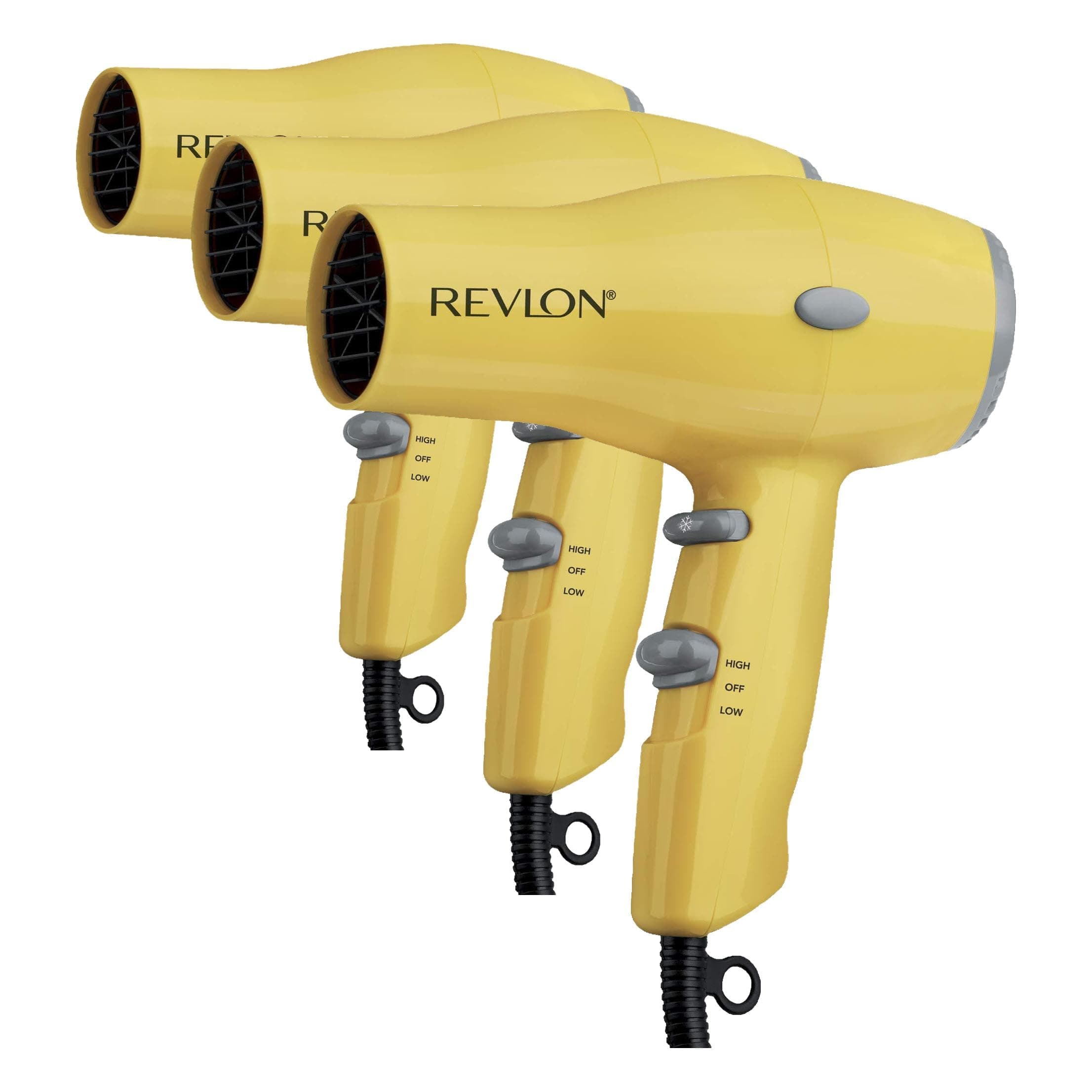 REVLON Compact Hair Dryer | 1875W Lightweight Design, Perfect for Travel, (Yellow), Plastic