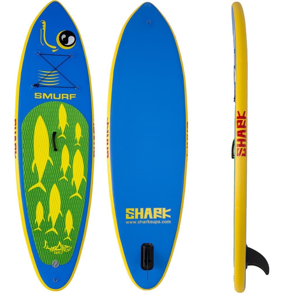 Shark SUPs All-round Inflatable Stand Up Paddle Boards 9'2 FT SMURF SURF (4''Thick) Package with Standard Accessories (Include 3 Piece Adjustable Travel Paddle)