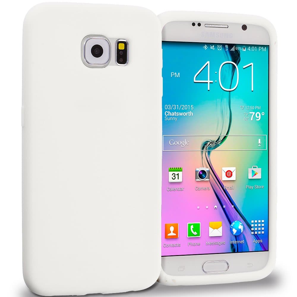 Accessory Planet(TM) White Silicone Soft Gel Rubber Skin Case Cover Accessory for Samsung Galaxy S6