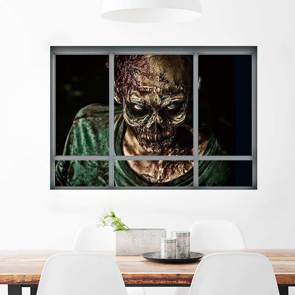 WENQI 3D Fake Window Wall Sticker Halloween Zombie Sticker Wall Stickers Self-Adhesive DIY Wall Murals Home Decor Art