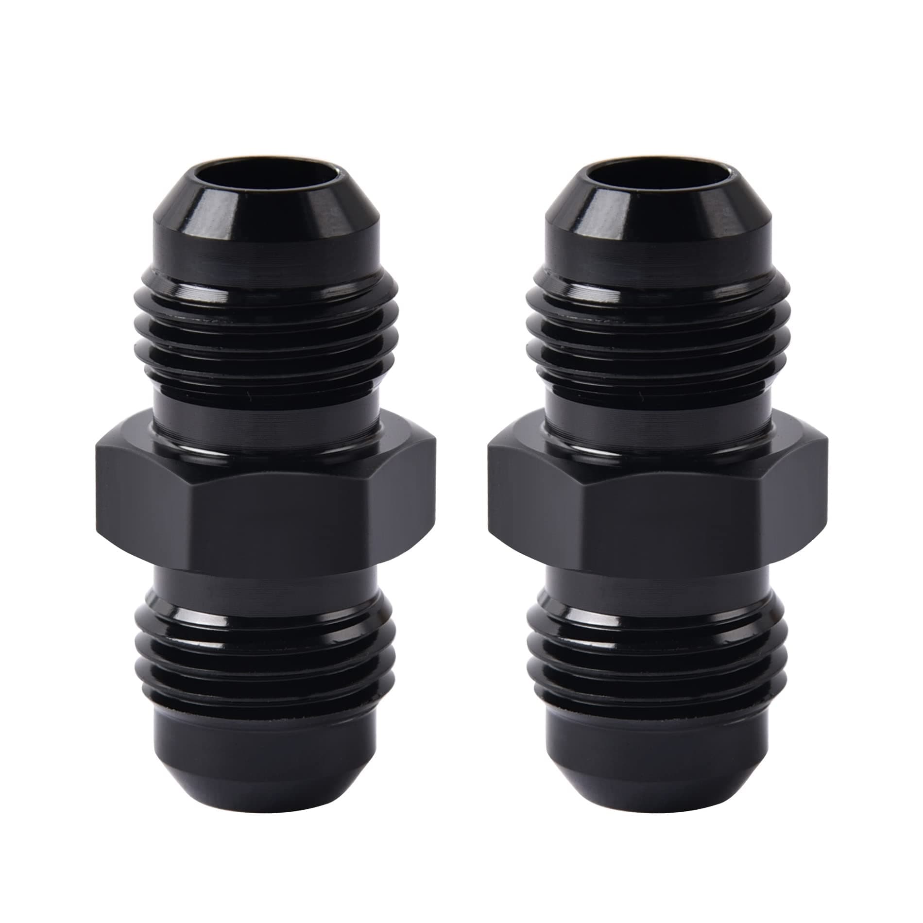 EVIL ENERGY 6AN to 6AN Male Coupler Flare Union Adapter Straight Fitting Aluminum Black 2 Pcs