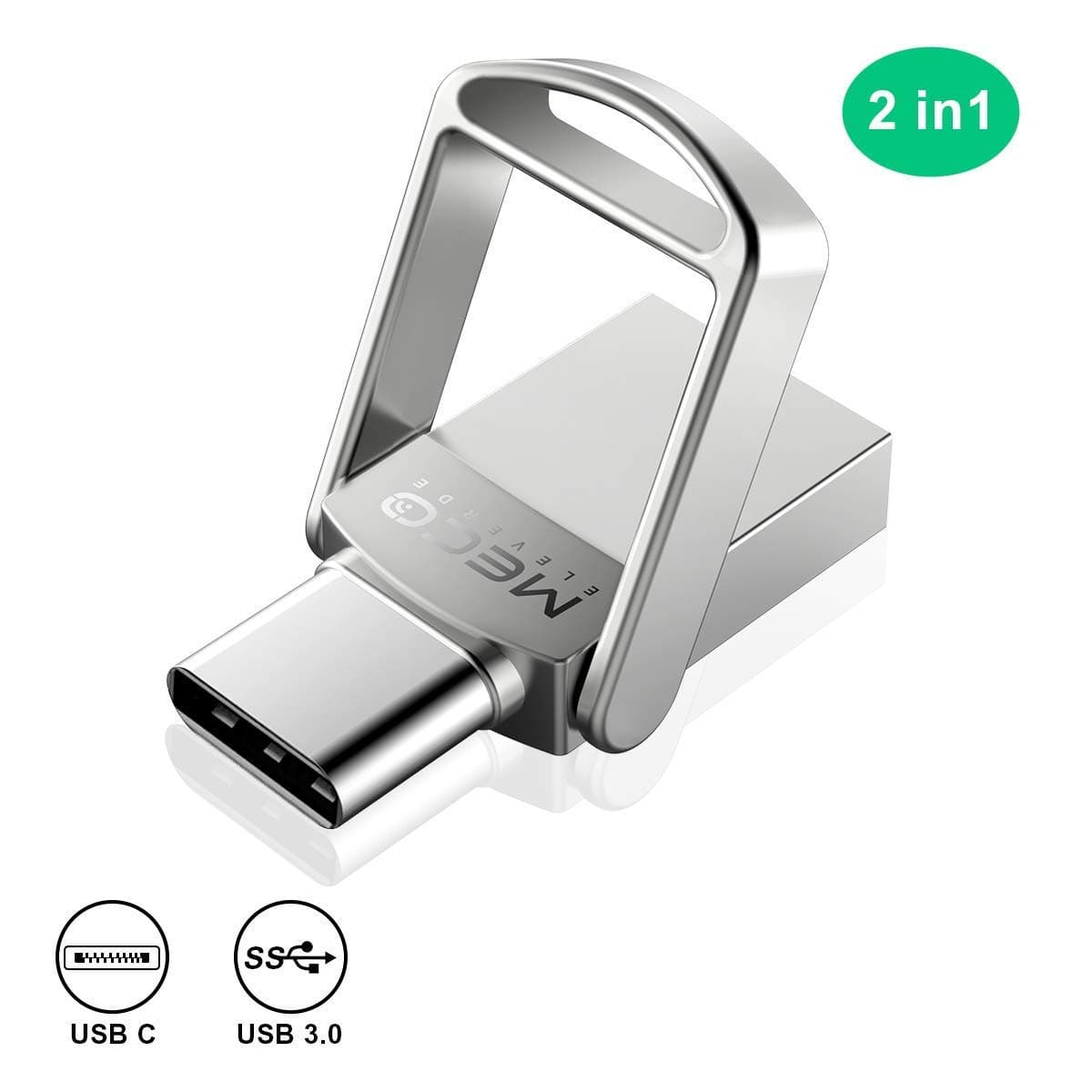 Type C Flash Drive, MECO 64GB 2 in 1 OTG USB C+ USB 3.0 Dual Drive Waterproof Memory Stick with Keychain Metal for Computer, MacBook,Google's Chromebook Pixel,Samsung Galaxy