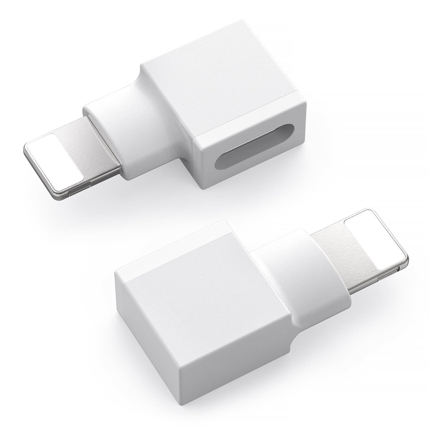 2-Pack Right Angle Charging Adapter, 90° Male to Female Connector Fit for iPhone 14/13/12/11 Series & Lifeproof/Otterbox Cases - Not for iPhone 15/16/17 (USB-C Models)
