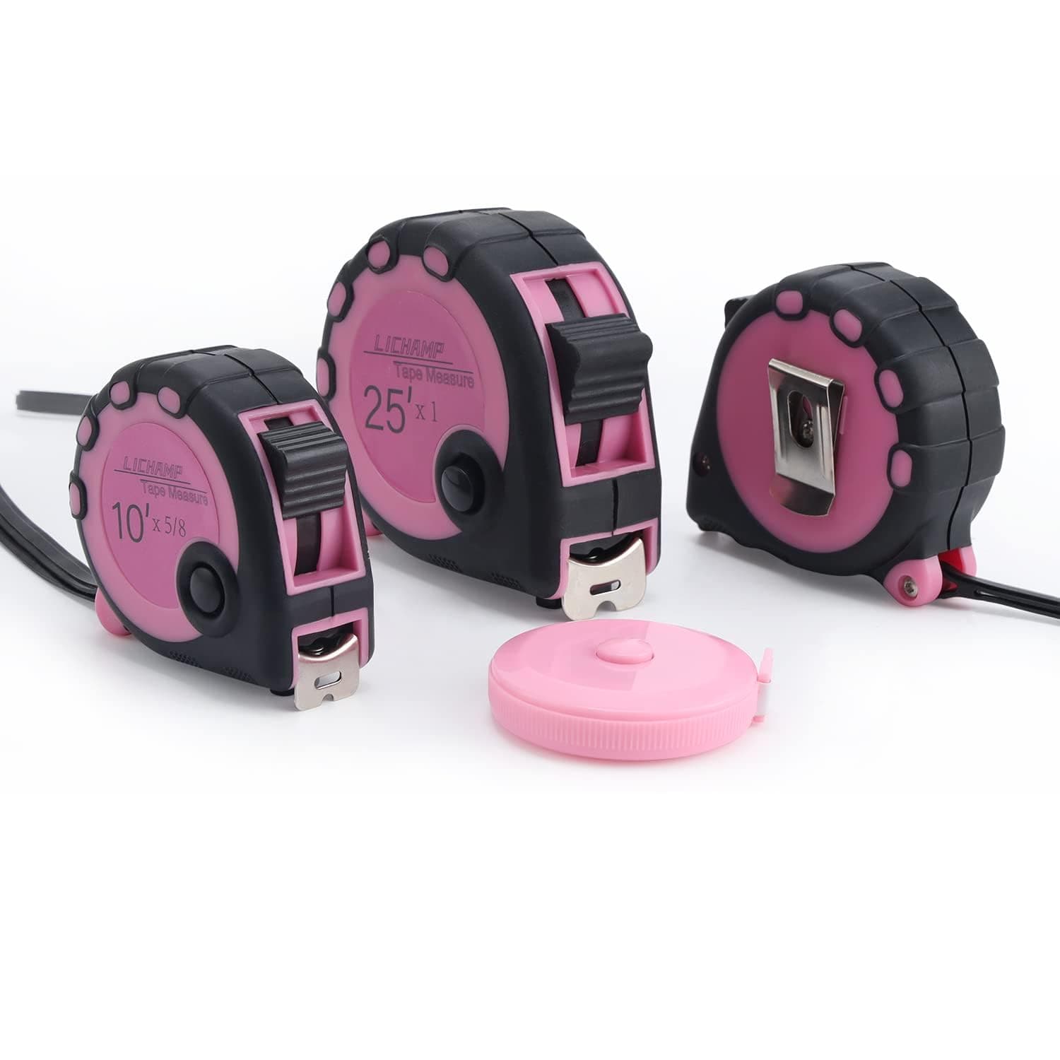 Pink Tape Measure Set - 10ft x 5/8in, 16ft x 3/4in, 25ft x 1in, 04MXPK