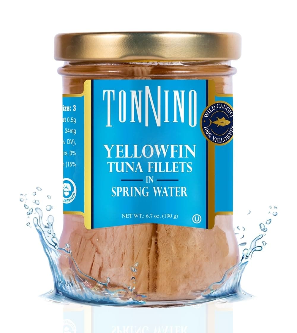 Tonnino Yellowfin Tuna Fish Premium – Spring Water – Pack of 6 – Alternative to Salmon – Protein Snacks – Ready to Eat Meals