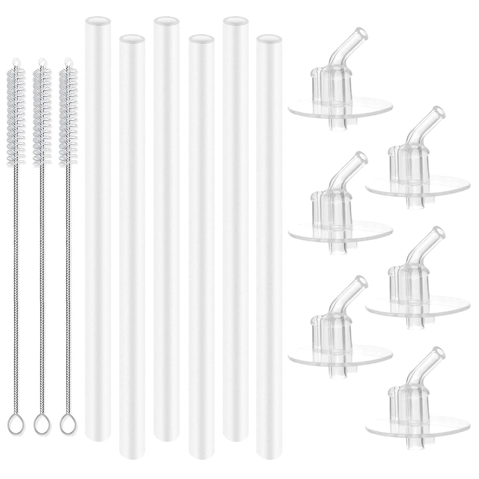 Marbe Replacement Straws for Thermos Funtainer Bottle, Straws Stem Set with Cleaning Brushes,Safe to use for Adult/Children (6-pack)