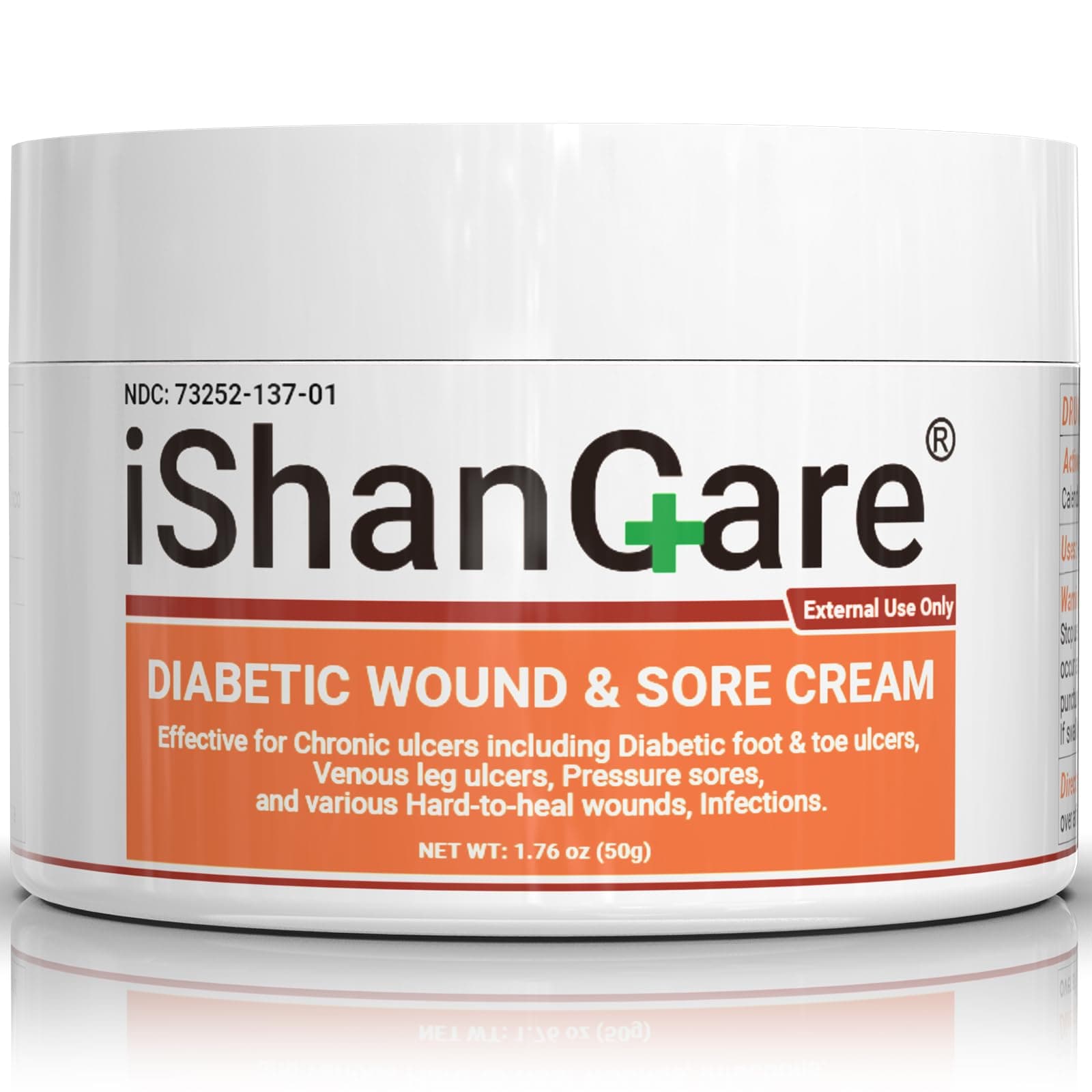 iShanCare® Diabetic Wound Ulcer Cream - First Aid Healing Ointment, Natural Protective Ointment for Leg & Foot Ulcers, Venous Ulcers, Bed Sores, Pressure Sores and Septic Wounds