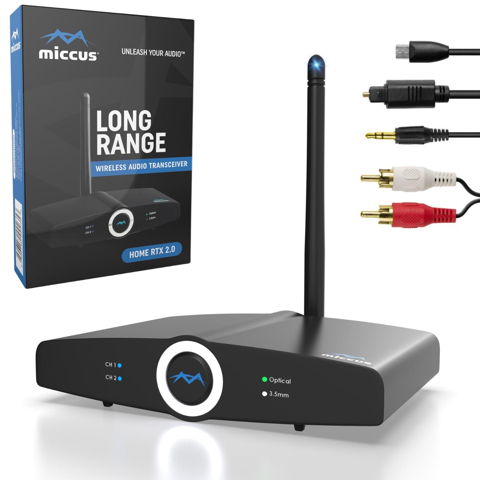 Proven 100M Long Range Bluetooth Transmitter Receiver for TV PC Stereo, Connect Speaker or Headphones, aptX Low Latency Wireless Adapter, No Audio Delay, USB Optical AUX 3.5mm RCA -Home RTX 2