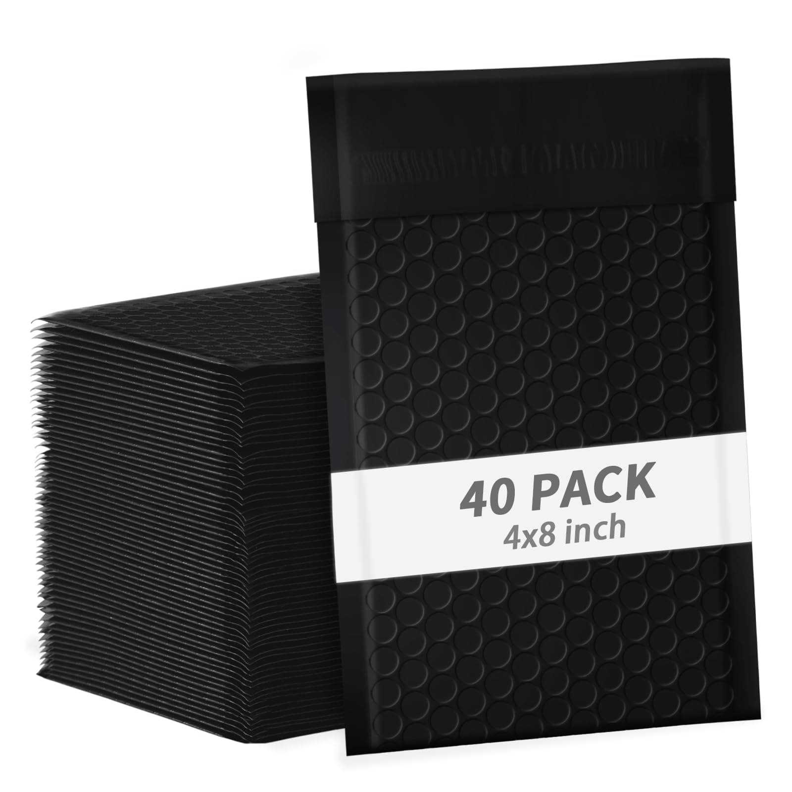4x8 Inch Black Bubble Mailers 40 Pack Self-Seal Poly Padded Envelopes Suitable for Small Businesses to Package and Mail Jewelry Cosmetics, Electronic Products, Cards (Black, 4 x 8-40)