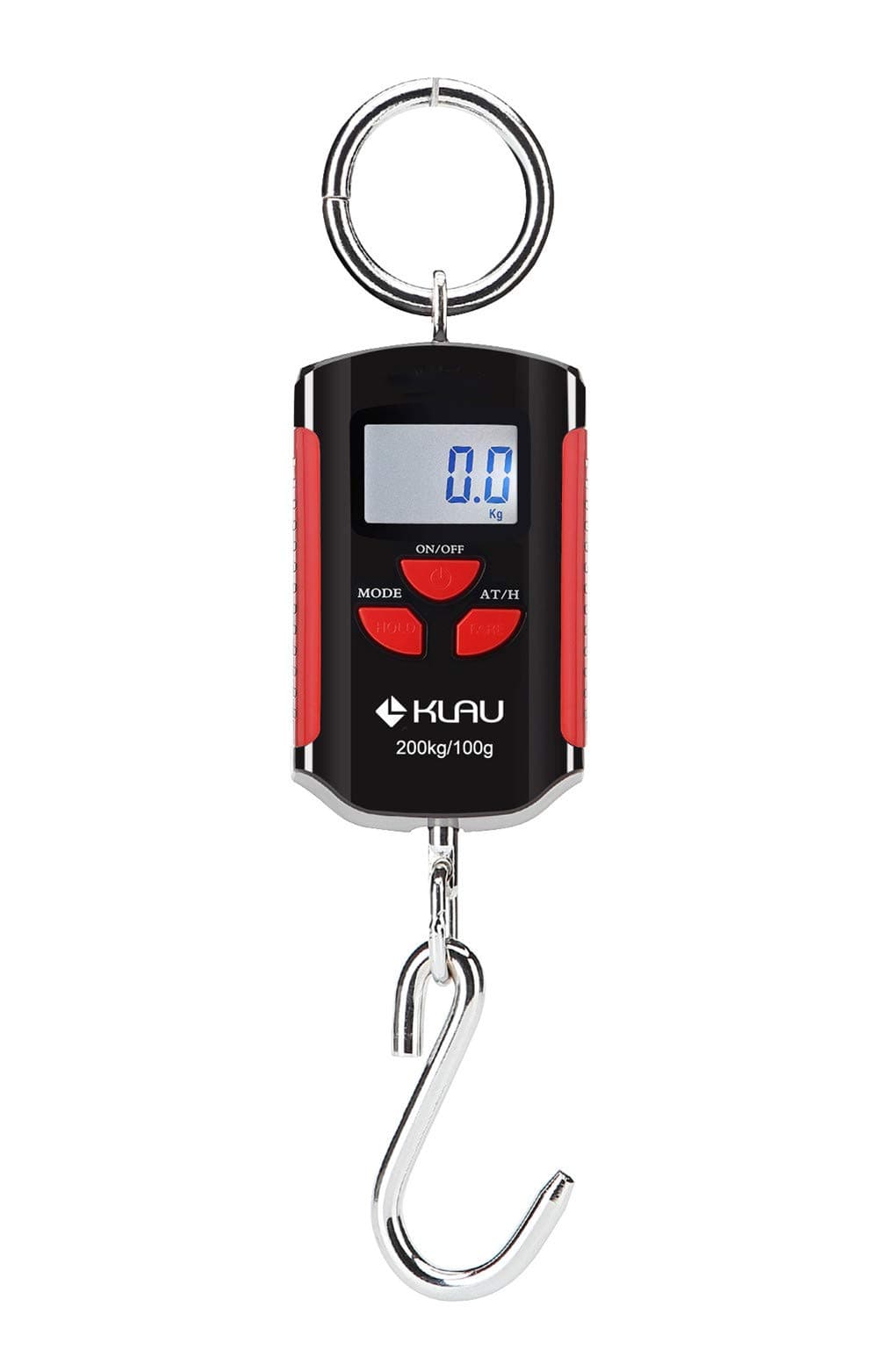 Klau Portable Mini Crane Scale 200 kg / 400 lb Heavy Duty Digital Scales LCD Display with Backlight for Home Farm Market Fishing Hunting Black and Red