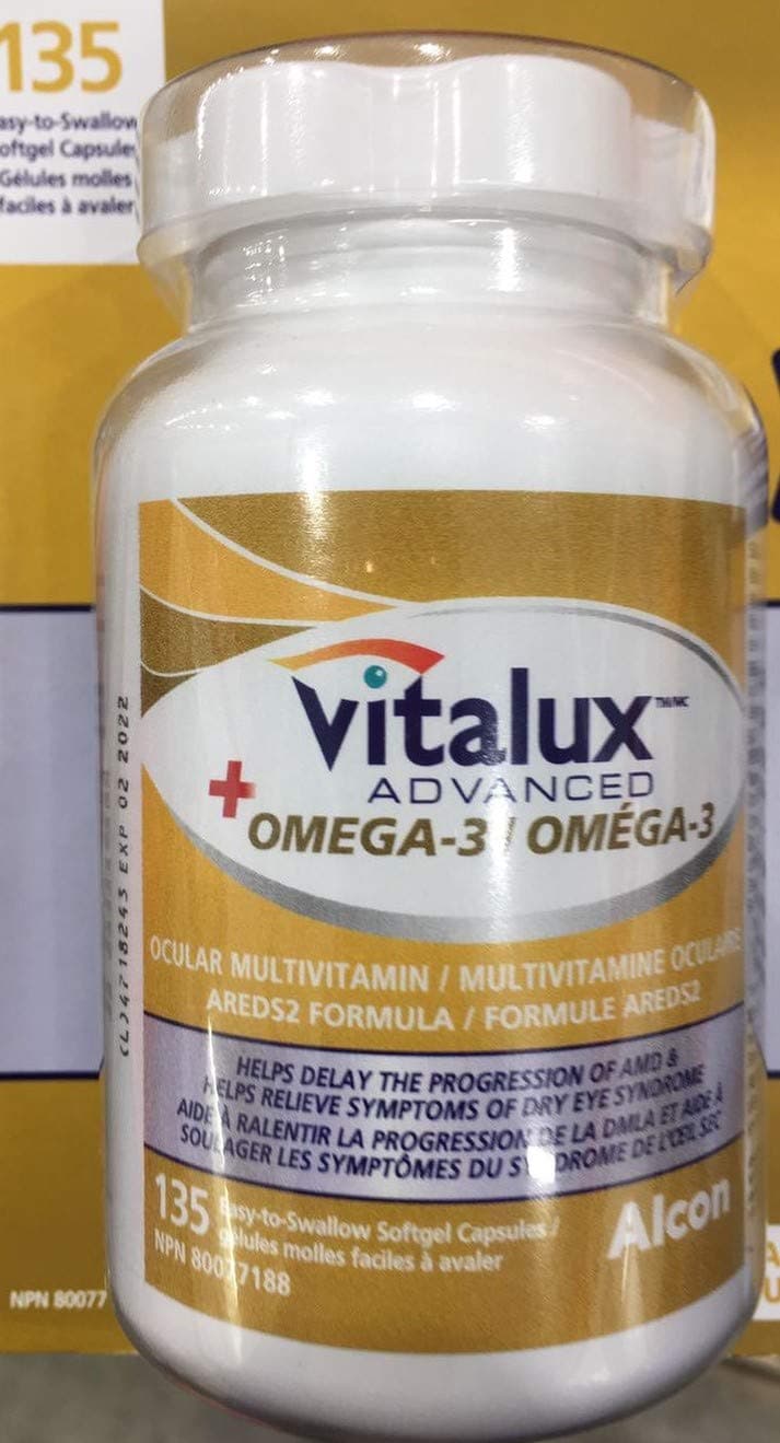 Vitalux Advanced Plus Omgea-3 Ocular MULTIVITAMIN, 135 Easy-to-Swallow softgel Capsules