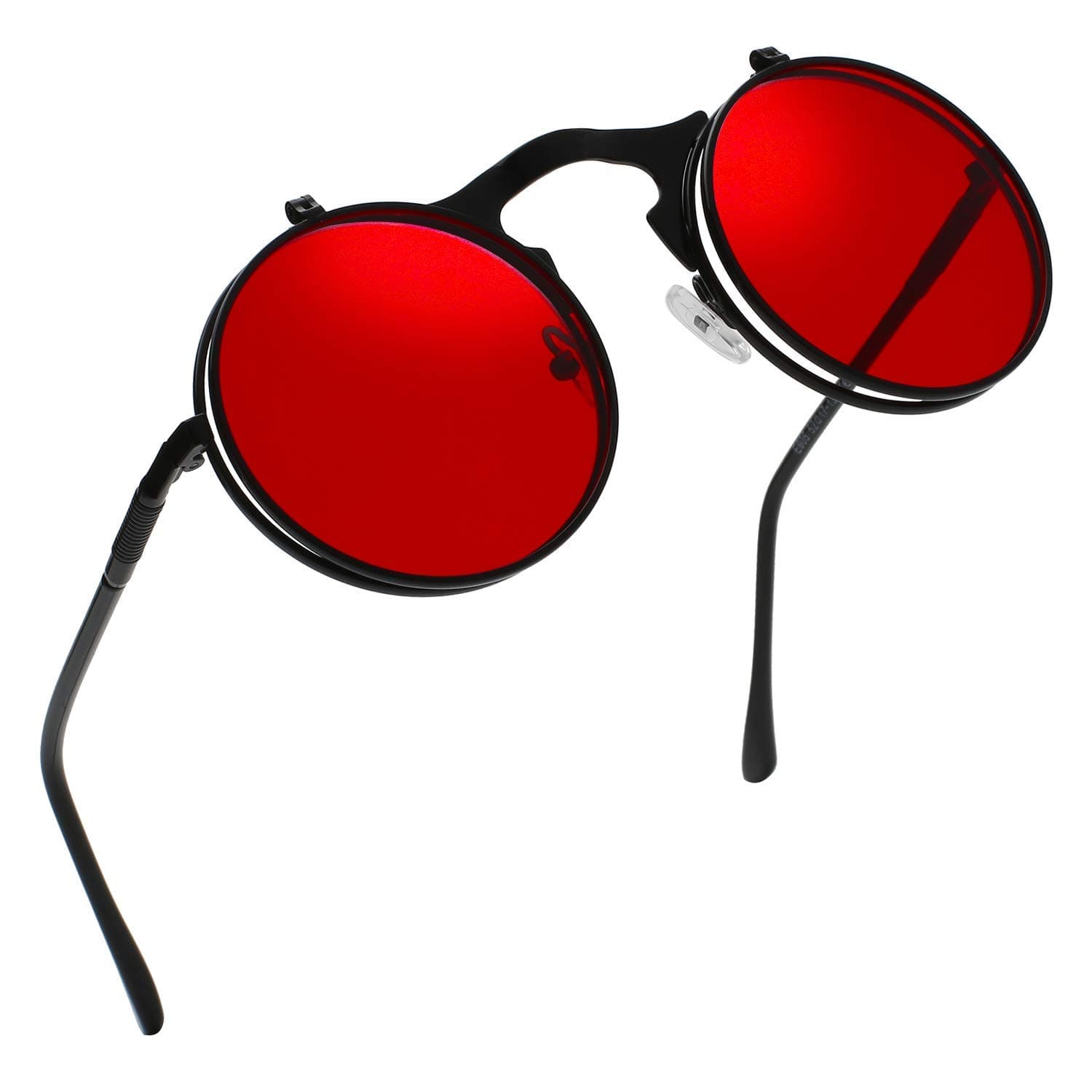 Circle Flip Up Sunglasses Gothic Round Retro John Lennon Style Sun Glasses Steampunk Sunglasses