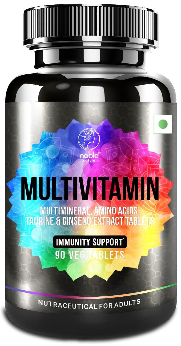 Noble Nature Multivitamin for Men and Women, 90 Multivitamin Multimineral Tablets, with Zinc, Vitamin C, Vitamin D3, Multiminerals and Ginseng Extract, Enhances Energy, Stamina & Immunity
