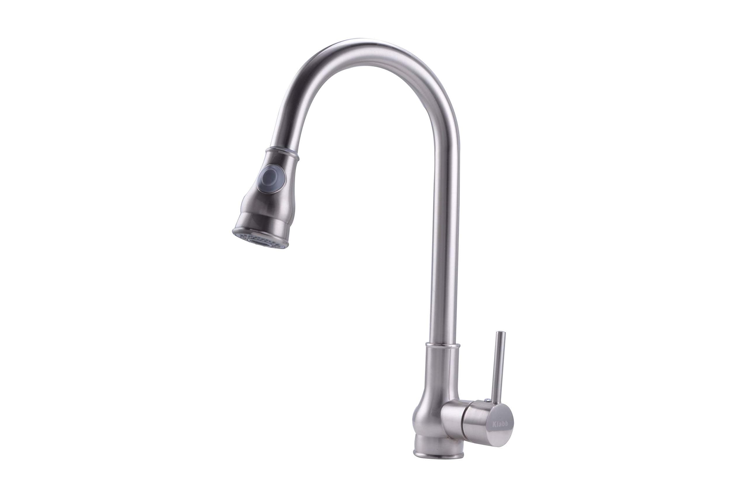 Klabb Faucet KF 80001 Single Handle Pull-Down Kitchen Faucet, Brushed nickle
