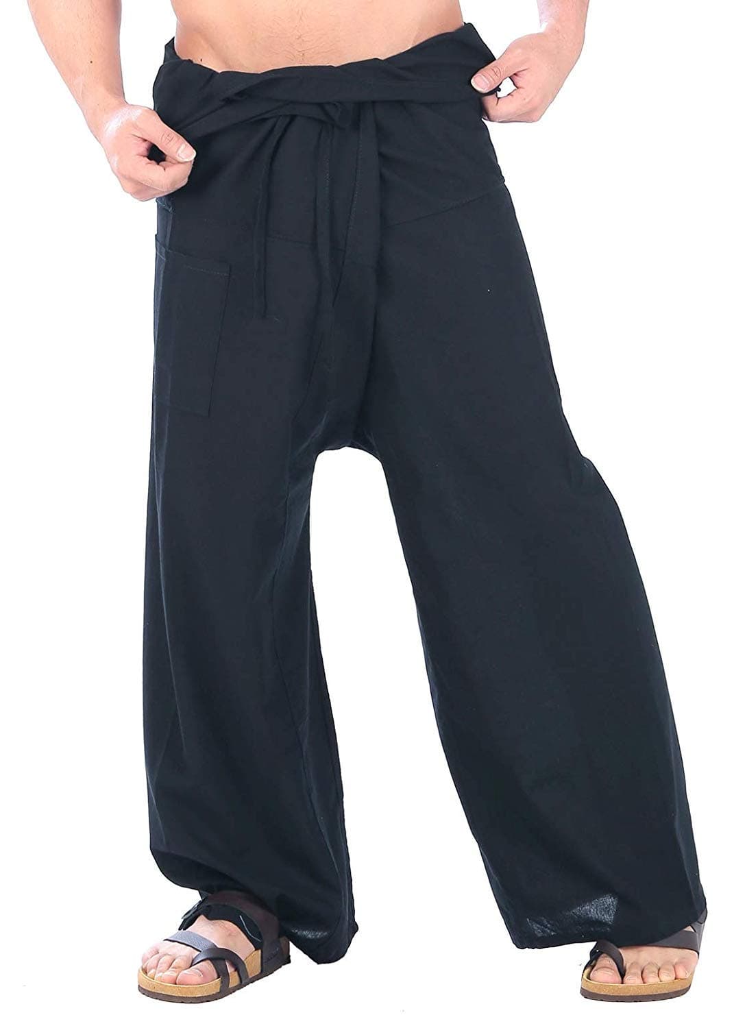 Mens Lightweight Cotton Thai Fisherman Pants Summer Hippie Yoga Pants