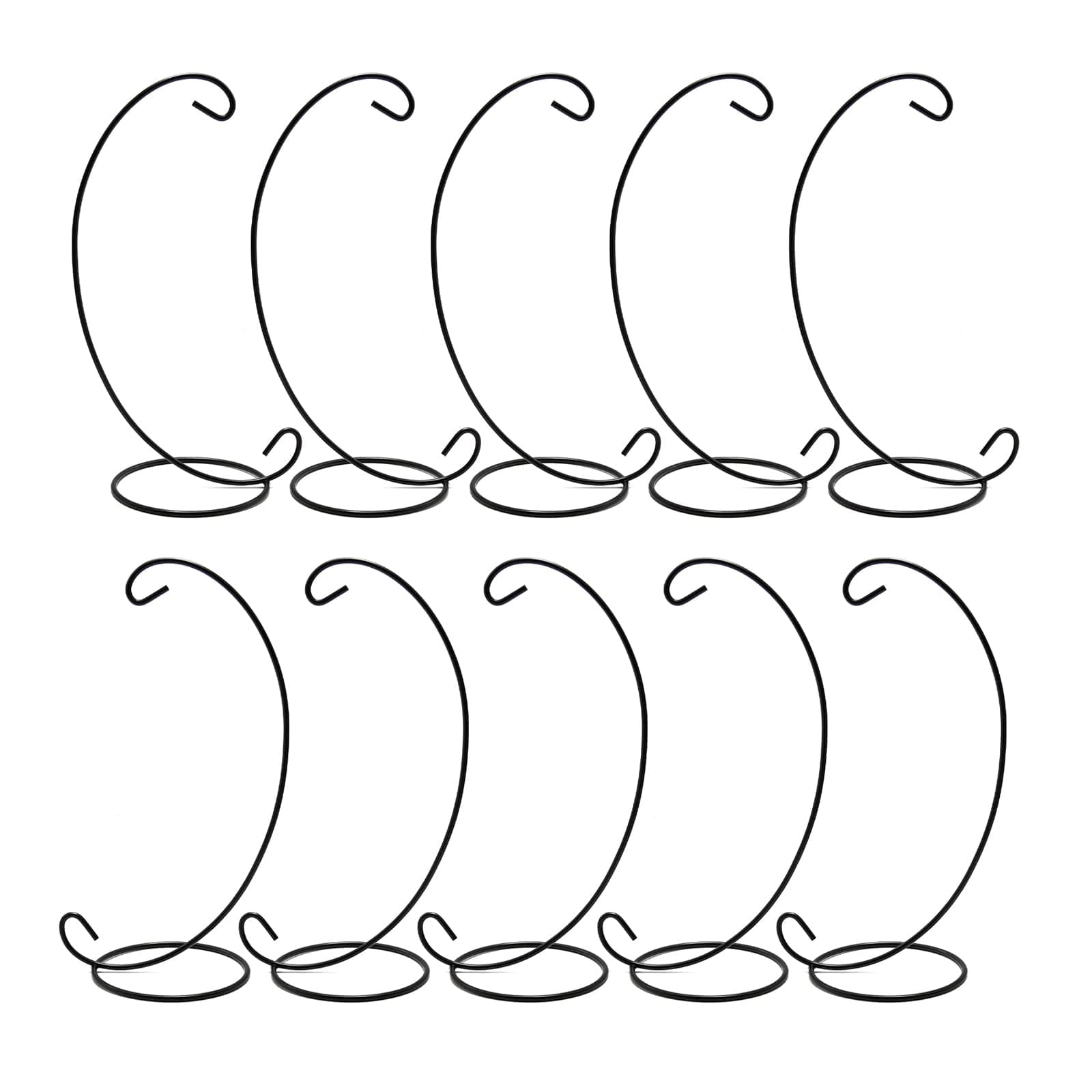 MDEOOSKY 10 Pack Ornament Hanger Display Stand, for Hanging Glass Globe Air Plant Terrarium for Home Wedding Decoration Christmas Decoration Halloween Decor Hanging Hook 3.93'' X 9'' (Black,S)