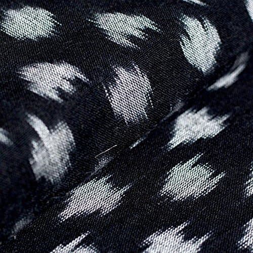 Shopolics Black and White Dotted Pattern Ikat India Cotton Fabric-4349 for Party wear, Dress Material (1 Yard)