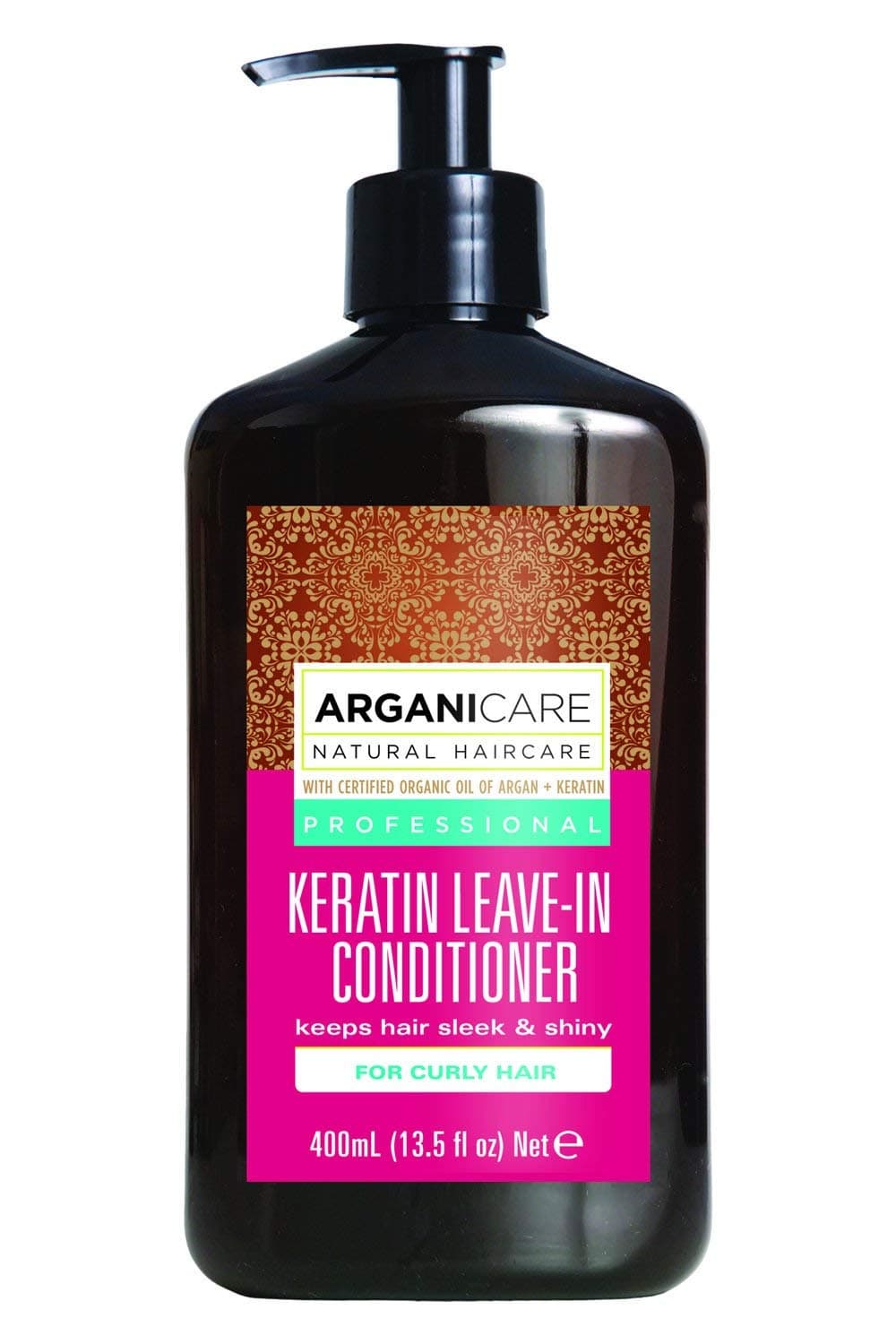 Arganicare Keratin Hydrating Leave In Conditioner with Certified Organic Argan Oil and Keratin for curly hair 13.5 fl oz