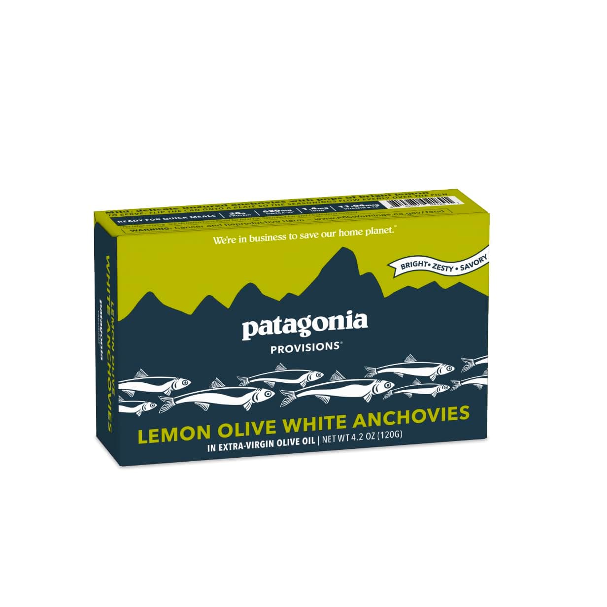 Patagonia Provisions Lemon Olive White Anchovies | Responsibly Sourced in Spain | 20g Protein & Gluten Free | 4.2 Ounce (Pack of 1)