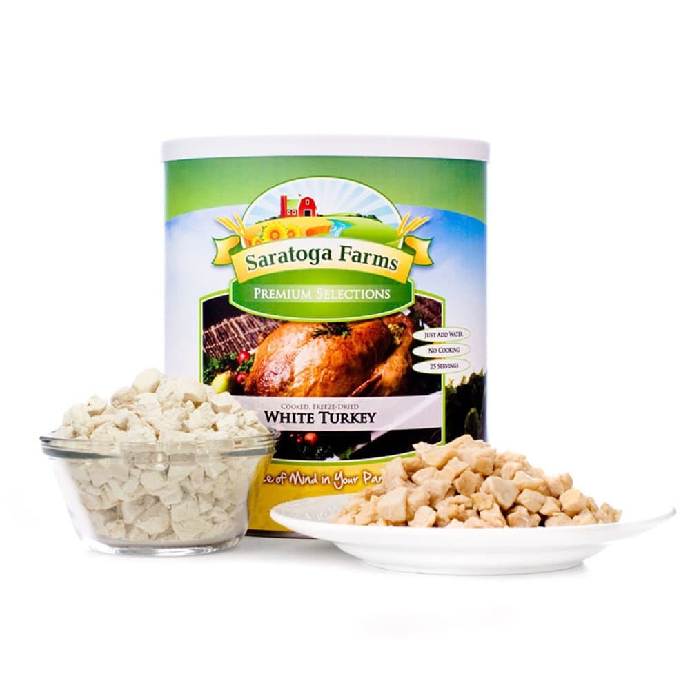 Saratoga Farms Freeze Dried White Turkey, 1 Emergency Food Storage, 24 Total Servings with 20-30 Year Shelf-Life in #10 Can (Save Even More with 2,3,4, or 6 Pack)