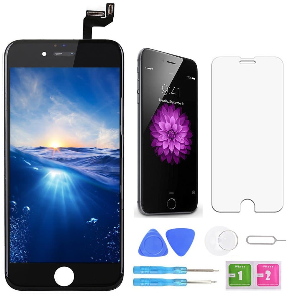 Screen Replacement For iPhone 6S Black 4.7 Inch LCD Display Touch Screen Digitizer Replacement with Repair Kit and Screen Protector