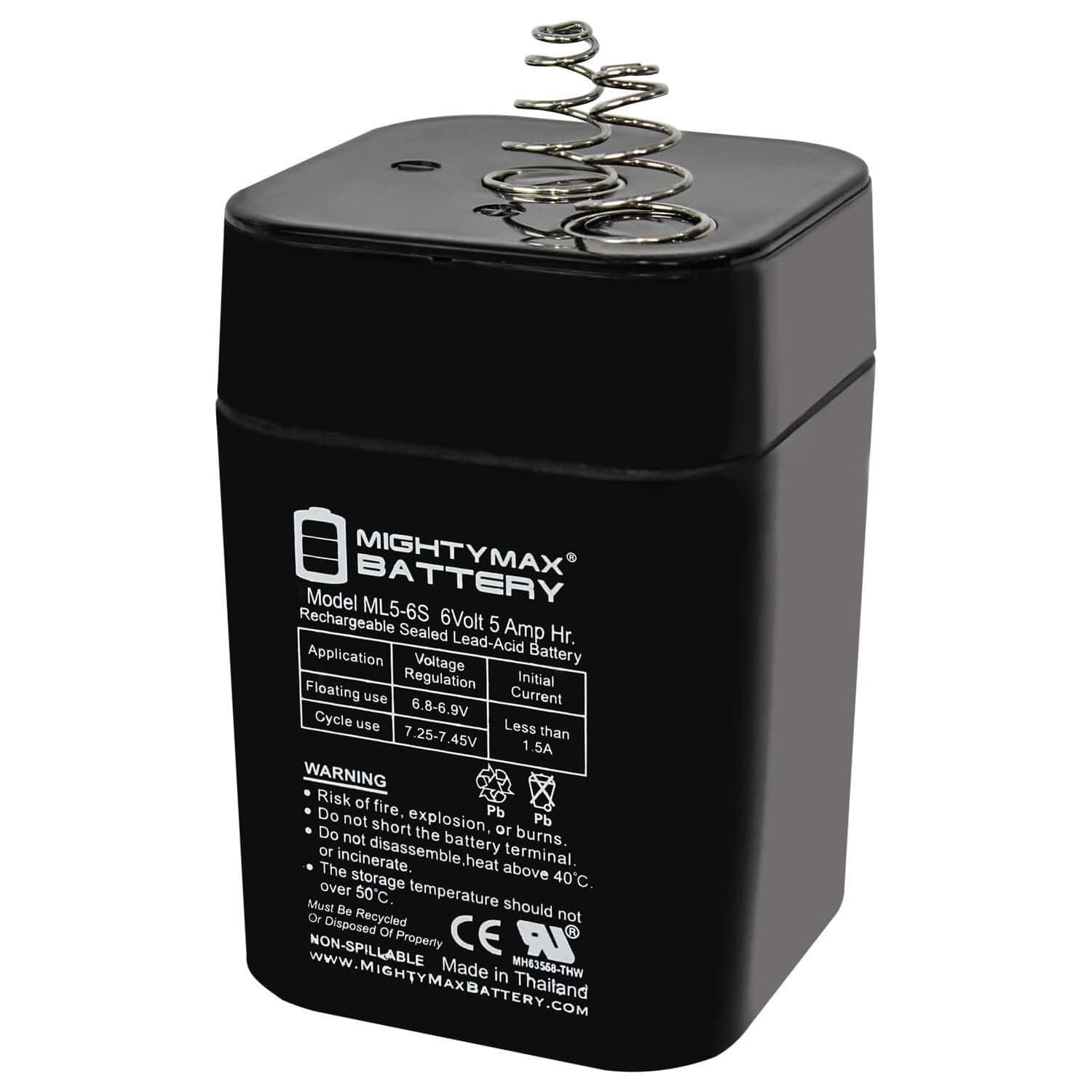 Mighty Max Battery 6V 5Ah Sealed Lead Acid Battery for DPFL_6LN