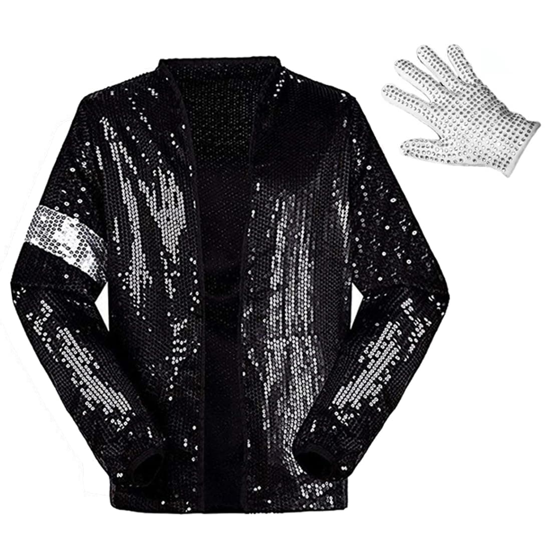 Mens Sequin Jacket Dance Top Costume with Glove