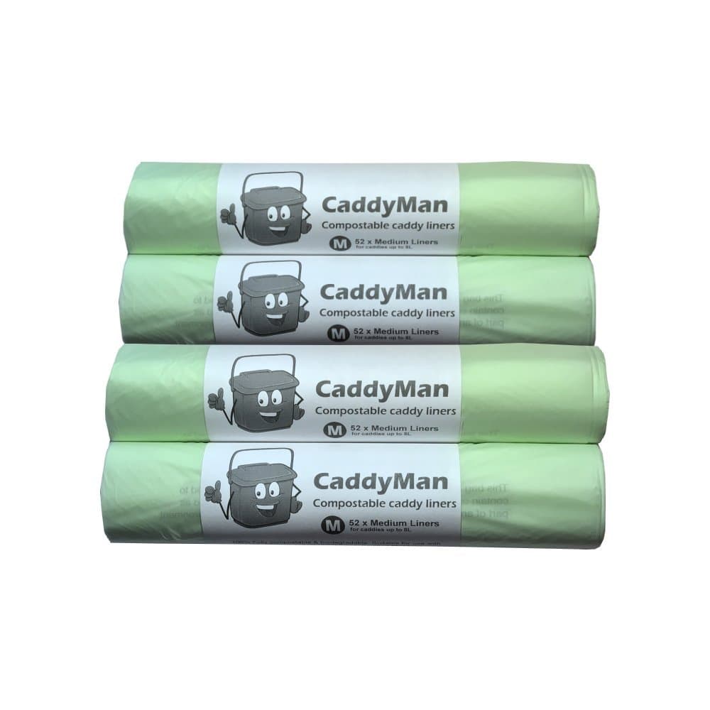208 x Medium 7 Litre - 8 Litre CaddyMan Compostable Food Waste Caddy Bin Liner Bio Bag EN13432 (CM-7L-8L-200)
