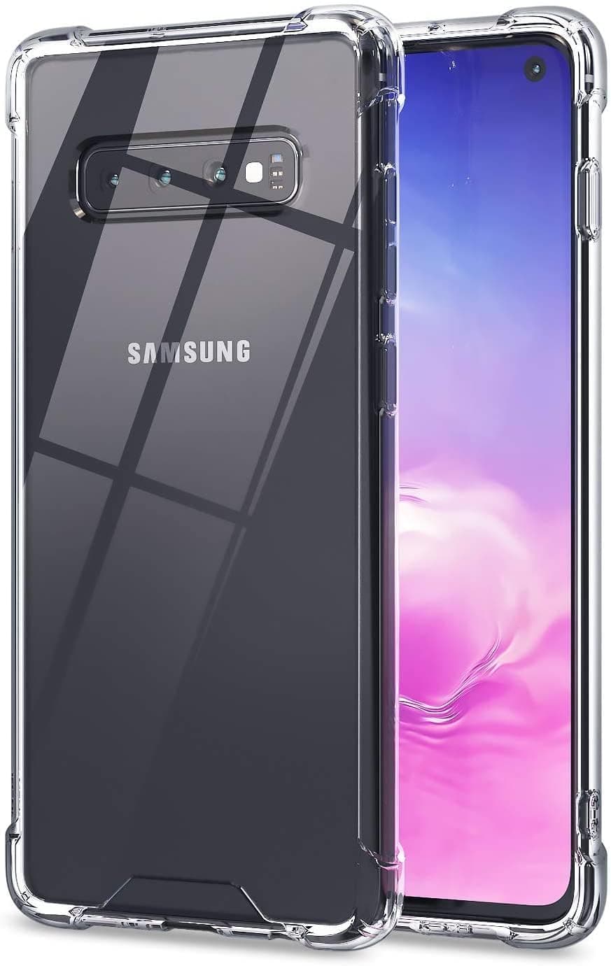 KIOMY Clear Case for Samsung Galaxy S10 Airbag Corners Shockproof Bumper Protective Phone Cover, Hybrid Design Hard PC Back with Flexible TPU Frame