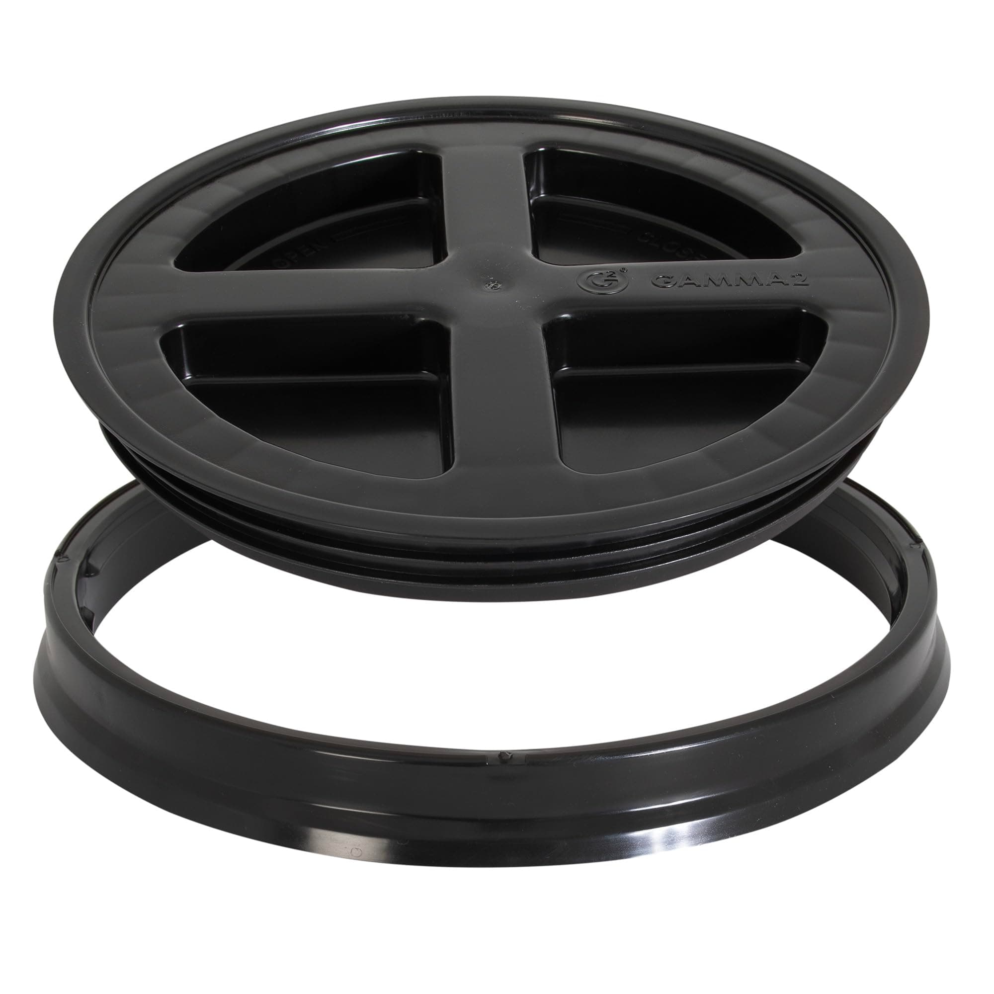 Gamma Seal Lid - Pet Food Storage Container Lids - Fits 3.5, 5, 6, & 7 Gallon Buckets, Black