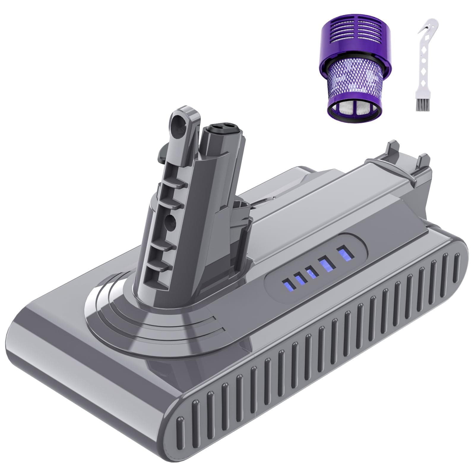 TURPOW Upgraded 25.2V 6.0Ah Replacement for V10 Battery SV12 Compatible with Cyclone V10 Animal V10 Absolute V10 Fluffy V10 Allergy Vacuum, with Filter and Brush